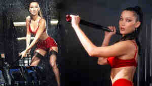 Bella Hadid kırmızı iç çamaşırıyla kamera karşısında!